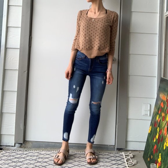 Ripped Denim Skinny Jeans/ Never worn - Picture 1 of 3